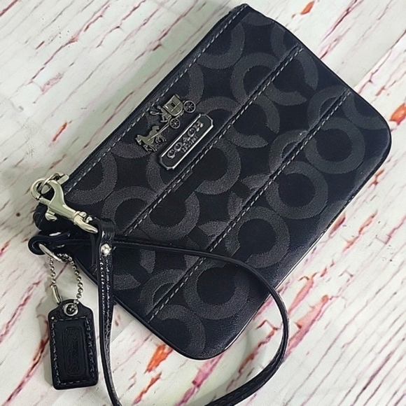 Coach Black Logo Wristlet - Picture 3 of 8